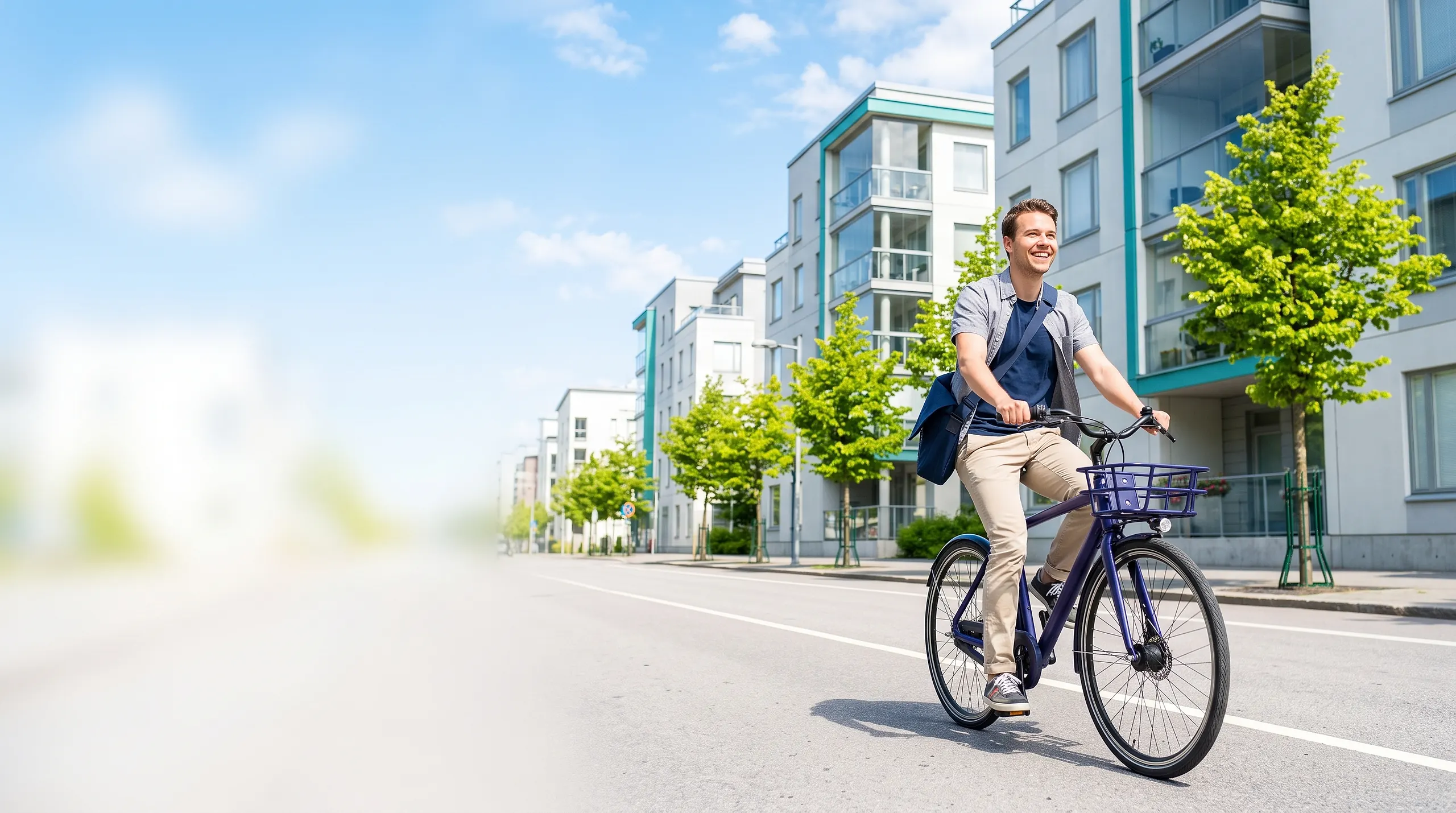 Mann auf dem Fahrrad in der Stadt